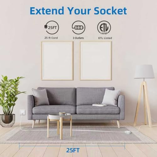 TiFFCOFiO Indoor Extension Cord, 2 Prong 25 Feet Extension Cord, 3 Polarized Outlets with Safety Slide Windows,13A/1625W, 16 AWG, 2 Packs (25FT 2 Pack) - Image 4