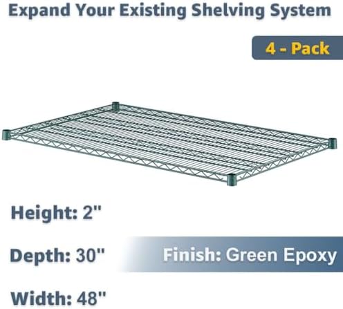 30" x 48" Heavy Duty Wire Shelving Shelf 4 Pack for Rack Expansion and Storage Reconfiguration, NSF - Image 2
