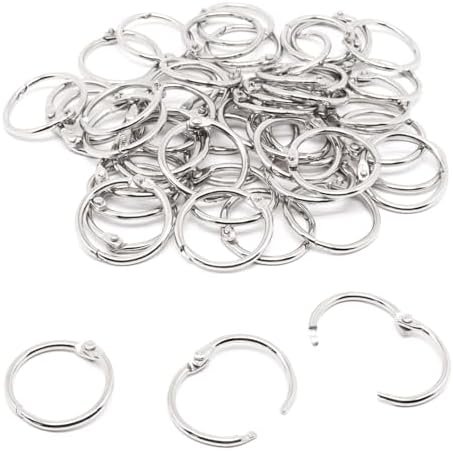 Small Binder Rings 1 inch, Book Rings 50pc, Flash Card Rings, Rings for Index Cards, Loose Leaf Binder Rings, Paper Rings Metal, Ring Clips, Book Binder Rings by SWZHAI