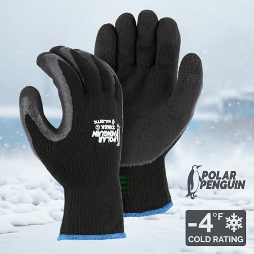 Majestic Polar Penguin Winter Lined Napped Terry Glove with Foam Latex Dipped Palm | 1 Dozen - XL | ANSI A2, Heavyweight Glove, Black | for Automotive, Industrial, Manufacturing | 3396BK - Image 3