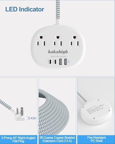 White Extension Cord - Braided Extension Cord 10 Feet - Image 3