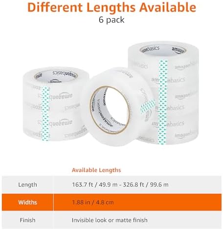 Amazon Basics Packing Tape, Strong & Durable for Moving, Storage, Shipping, Mailing and Sealing, Crystal Clear, 1.88" x 109 Yards, 6-Pack - Image 5