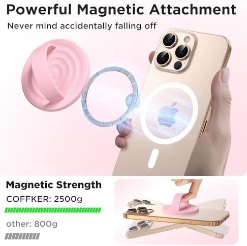 Magnetic Phone Grip for MagSafe, Silicone Ring Grip, Pink - Image 3