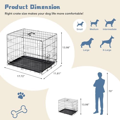 DUMOS 18 Inch Dog Crate, Foldable Puppy Small Dog Cage Pet Kennel - Image 5