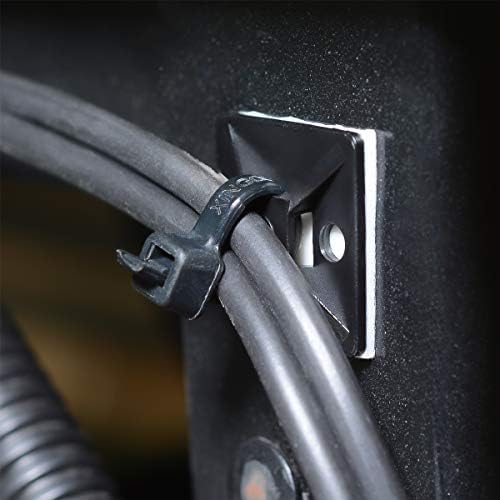 200pcs 3/4" Back-Glue Self Adhesive Black Strong Cable Zip Tie Mounts with 8" Ties, Screws, UV Protection Outdoor Sticky Wire Fasteners Cable Clips Management Anchors Organizer Holders Squares - Image 3