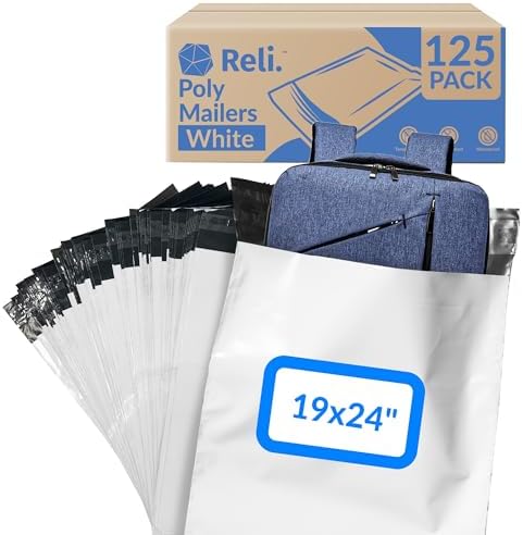 Reli. (125 Pcs) Poly Mailers 19x24", White | Self Sealing by Reli