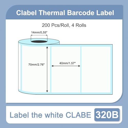 CLABEL 70x40mm (2.76"x1.57") Thermal Labels 4 Rolls White Self-Adhesive - Image 2