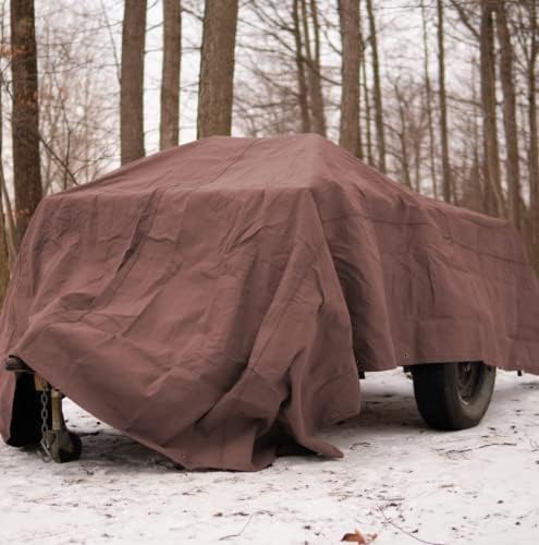 WHITEDUCK Canvas Tarp 18 oz. Heavy Duty Water Repellent UV Resistant, Rustproof Grommets, Industrial & Commercial Use Cloth Tarp (Cut Size: 7'x9', Finished Size: 6'6" x8'6", Brown) - Image 2
