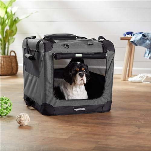 Amazon Basics Folding Portable Soft Pet Dog Crate Carrier Kennel, 26 x 18 x 18 Inches, Grey - Image 6