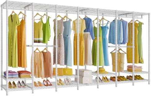 VIPEK V70 White Metal Garment Rack, Adjustable Open Wardrobe Load 1670lbs by VIPEK