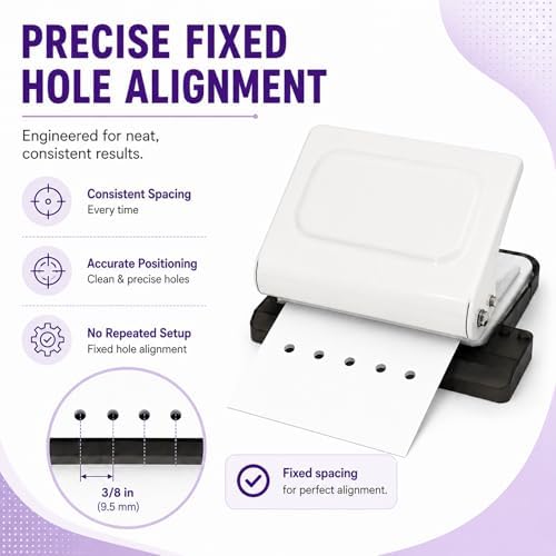 10 Hole Punch Binding Machine Kit for Planner (White) with 10 Multi-Color Spiral Coils, Adjustable A4 A5 B5 Paper Puncher, DIY Notebook Scrapbook Maker for Home Office School Organization - Image 2