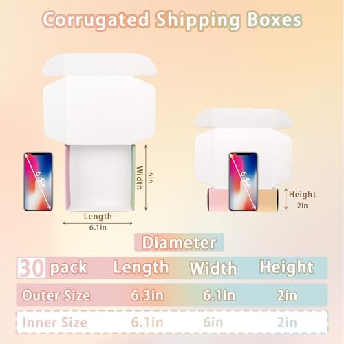 30 Pack 6x6x2 Small Shipping Boxes, Colorful Cardboard Boxes for Packaging Small Business - Image 2