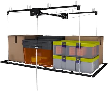 Runboll 3 x 6 Overhead Garage Storage Rack, Ceiling Racks for Garage, Organization Shelving, Adjustable Hanging Shelf, 19"-143" Height Adjustment by Runboll