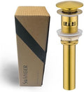 Bathroom Pop Up Sink Drain with Overflow Vessel Sink Lavatory Vanity Stopper Brushed Dark Gold, Bouncing Style Stopper Brass and 304 Stainless Steel,83606-1BDG. by SWHYGER