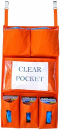 It's Sew EZ Personal Protection Equipment (PPE) Isolation Door Caddy - 6 Pockets - NFPA-701 Fire Retardant Nylon Oxford with Two Stainless Steel Hooks included (Orange, 6 pockets) by Unknown