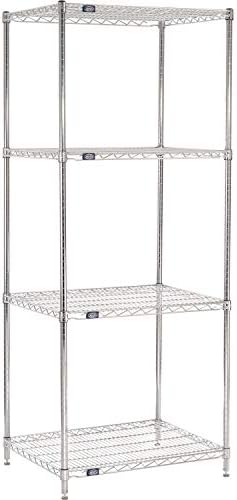 Nexel Adjustable Wire Shelving Unit, 4 Tier, Commercial Dry Storage Rack, 24" x 30" x 86", Chrome by Nexel
