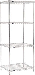 Nexel Adjustable Wire Shelving Unit, 4 Tier, Commercial Dry Storage Rack, 24" x 30" x 86", Chrome by Nexel