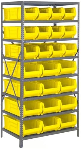 Quantum Storage Systems Wire Shelving Unit W/24YELLOW Bins by QuantumStorageSystems