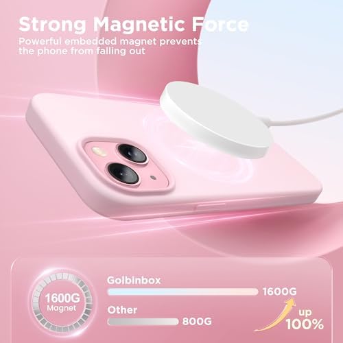 GolbinBox Magnetic for iPhone 15 Case, Silicone Cover, Chalk Pink - Image 2