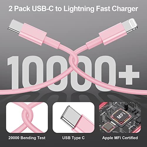 2Pack for iPhone14/13/12 Fast Charger Cable Pink 6ft[Apple MFi Certified] - Image 4