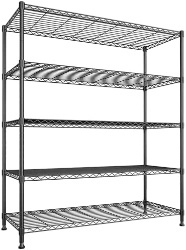 DurayLoly 45"W Heavy Duty 5-Tier 1000LBS Storage Shelves, Adjustable, Black by Durayloly