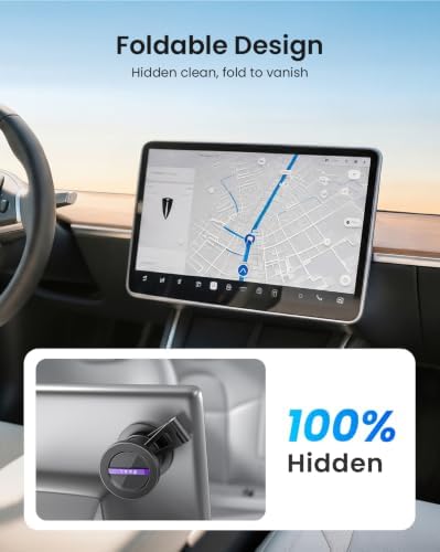 LOXP Aluminum Tesla Phone Mount [Strong Magnet & Hidden] 360°Rotation Foldable Tesla Phone Holder for iPhone/Android, Phone Holder for Tesla, Tesla Accessories for Model Y Model 3/S/X/Cybertruck - Image 2