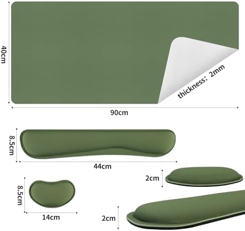 Bloss Keyboard and Mouse Wrist Rest + Leather Desk Mat, Desk Mat for Keyboard and Mouse, Desk Accessories for Women(35.4 x 15.7 Inch,Olive Green) - Image 5