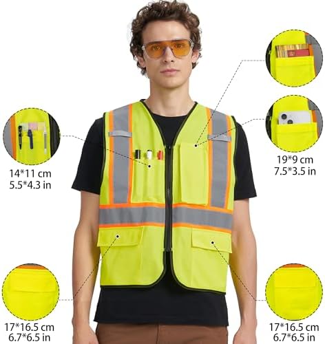 A-KSAFETY High Visibility Safety Vest for Men Women with Pockets and Zipper - Image 5