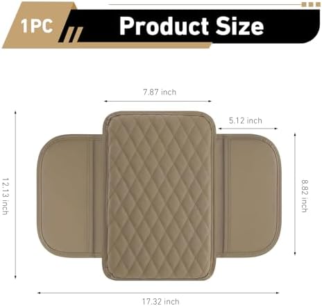 Center Console Cover, Armrest Cushion with 2 Storage Bags, Microfiber Leather Waterproof Pad for Car SUV Truck, Universal Interior Accessories (Yellow) - Image 2