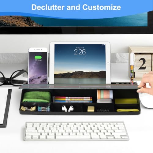 Desktop Glass Whiteboard with Storage, Weekly Calendar Desk White Board - Image 6