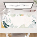 Faux Leather Large Mouse Pad, Office Desk Mat, 31.5"x11.8", Green White by ColorfulStar