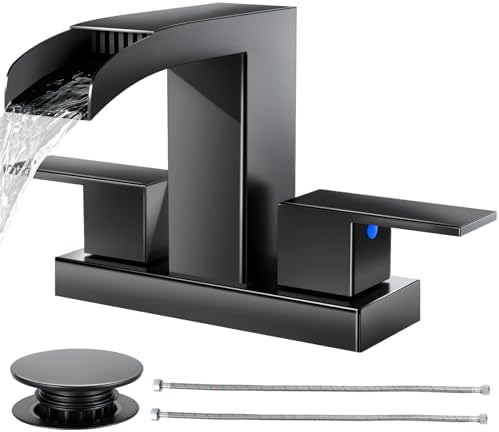 Cobbe Waterfall Bathroom Faucet, Matte Black 4 Inch Centerset 2 or 3 Hole by Cobbe