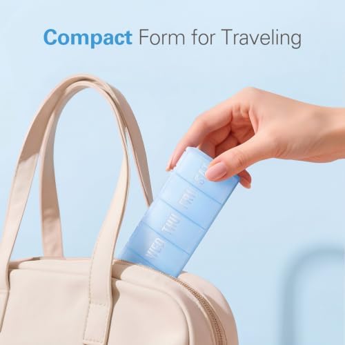 Barhon Large Weekly Pill Organizer, Big Vitamin Organizer Case for 7 Day, Travel Medicine Pill Box to Hold Various Supplements and Fish Oil, Sky Blue - Image 2