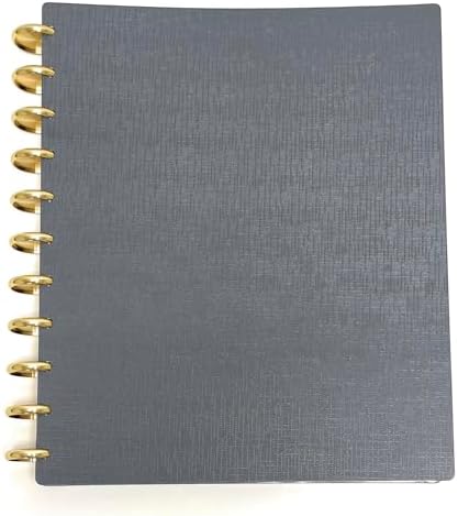 Talia Discbound Notebooks, Planner, Customizable, With 1" Gold Discs (Charcoal, Letter (8.5in x 11in)) by Talia