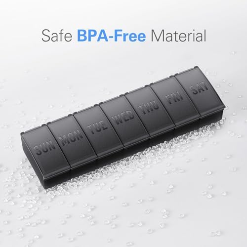 Barhon Pill Organizer Large, Weekly Medicine Pill Organizers, 7 Day Pills Box Case Travel for Big Vitamin Supplements Fish Oil, Gray - Image 5