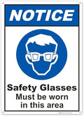 BRIMAR 10x14" Safety Glasses Must Be Worn Sign, .055" Polyethylene Plastic by BrimarIndustries