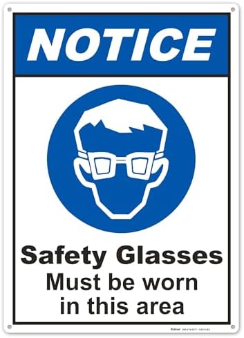 BRIMAR 10x14" Safety Glasses Must Be Worn Sign, .055" Polyethylene Plastic by BrimarIndustries