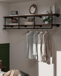 Wall Mounted Clothes Rack 12 Inch Deep, 72 Inch Heavy Duty Garment Rack with Real Walnut Wood Shelf, Multi-Purpose Hanging Rod & Space-Saving Closet Storage Organizer by INDUSTRIALSHELVESDESIGN
