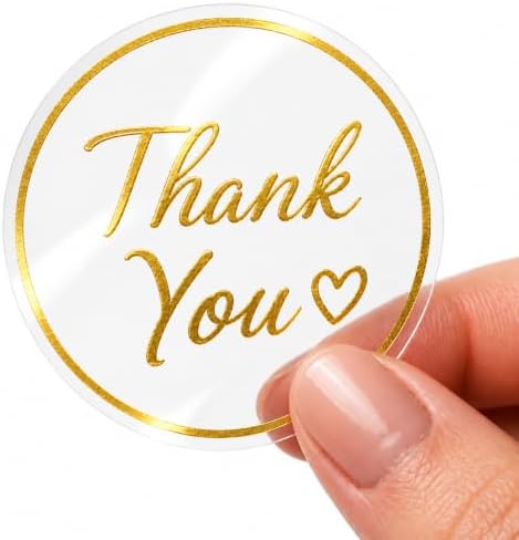 Thank You Stickers for Small Business, 500 Clear Round, 1.5 Inch by IBAKE