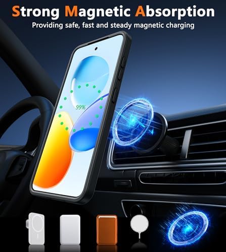 FNTCASE for Samsung Galaxy S25 Case: for Galaxy S24 Cases Magnetic Military Grade Drop Protection Translucent Cell Phone Cover - Slim Durable Shockproof Protective Bumper Cases- 6.2 inches (Black) - Image 3