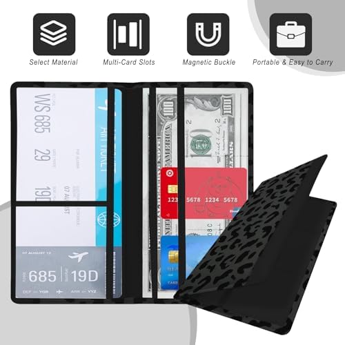 Car Registration and Insurance Card Holder PU Leather, Durable Car Document Holder Clear Window for License Documents, Interior Vehicle Organizer for Women Men (Leopard) - Image 3