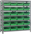 Quantum Storage Systems 1239-107GN Steel Shelving Unit with 4" Shelf Bins, 12" D x 36" W x 39" H, Green by QuantumStorageSystems