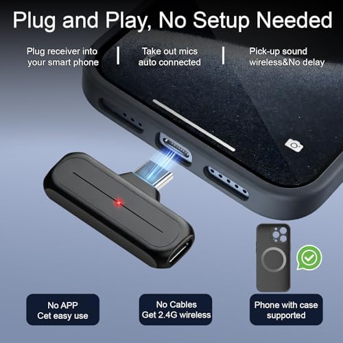 Wireless Mini Lavalier Microphone for iPhone, Android w/ Charging Case - Image 3
