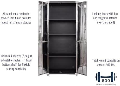 Heavy Duty Steel Storage Cabinet with Double Doors, Adjustable Shelves, Door Secured Lock, Large Capacity Organizer for Garages,Offices and Warehouses (Graphite, 30" W x 18" D x 72" H) - Image 5