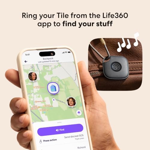 Life360 Tile - Bluetooth Tracker, Keys Finder and Item Locator for Keys, Bags and More. Phone Finder. Both iOS and Android Compatible. 4-Pack (Black) - Image 3