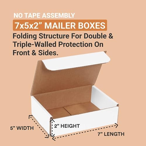 BOX USA Mailer Boxes 7x5x2 Kraft, 25-Pack for Shipping & Storage - Image 2