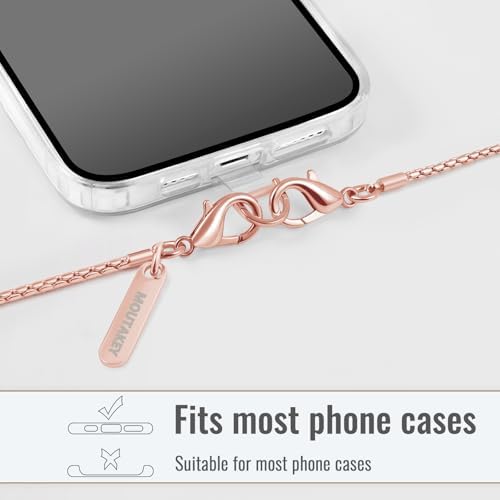 MOUTAKEY Cell Phone Lanyard Crossbody Phone Chain with Metal Detachable Phone Wrist Strap Cute iPhone Chain For Women (Pink Gold, Long) - Image 3
