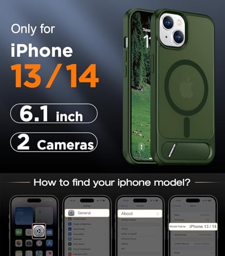 Temdan Magnetic Compatible with iPhone 14 Case/iPhone 13 Case,[Built-in Invisible Kickstand][Compatible with MagSafe][Military Grade Shockproof] Slim Translucent Matte Phone Case for iPhone 14/13 6.1" - Image 2