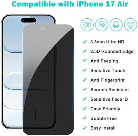 PEHAEL for iPhone Air/17 Air Privacy Screen Protector+Camera Lens Protector - Image 2