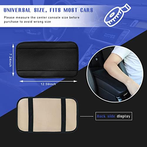 Ziciner Leather Car Center Console Armrest Pad, PU Waterproof Auto Seat Box Cover Protector, Hand Rest Cushion Protection Pad, Vehicles Interior Accessories Universal for Truck,SUV (Black A) - Image 2